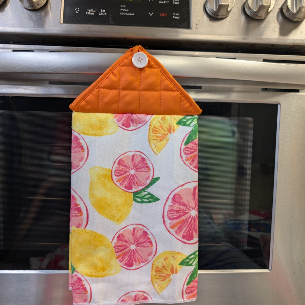 Citrus Print Quilted Hanging Kitchen Towel